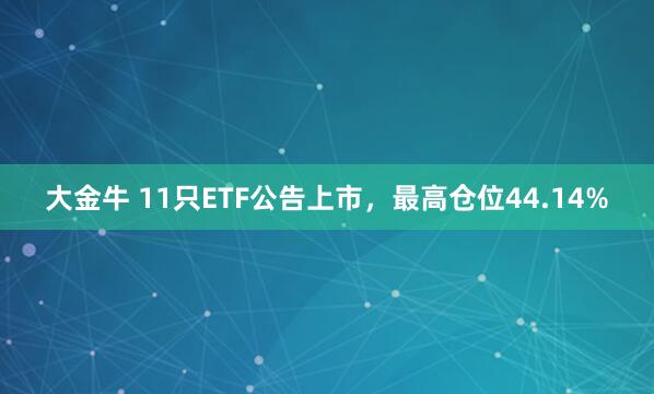 大金牛 11只ETF公告上市，最高仓位44.14%